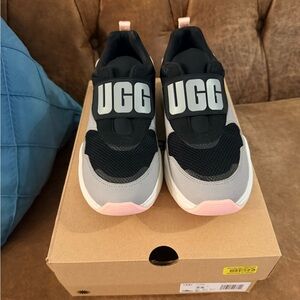 UGG Black and Gray Sneakers with Pink Accents